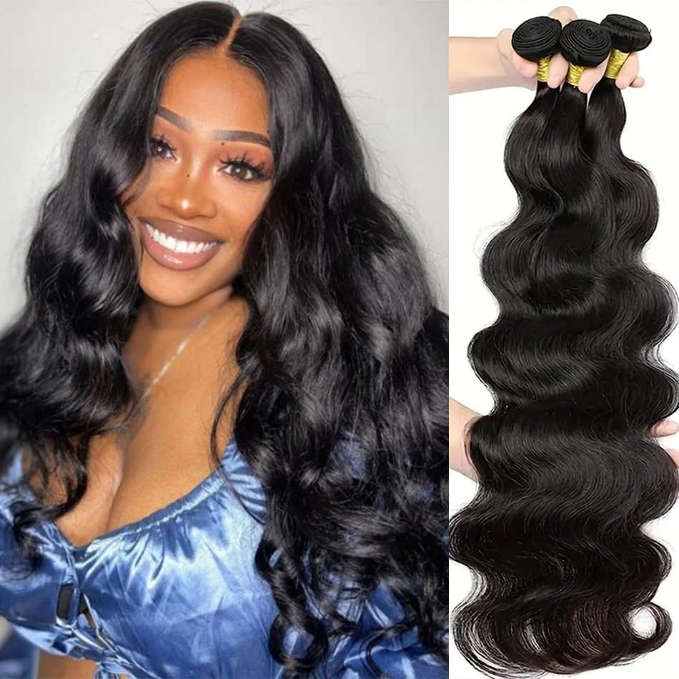 30 Inch Body Wave 1 3 4 Bundles Deal Brazilian Remy 100% Unprocessed Human Hair Wavy Doule Drawn Bundles Weave Extensions Women