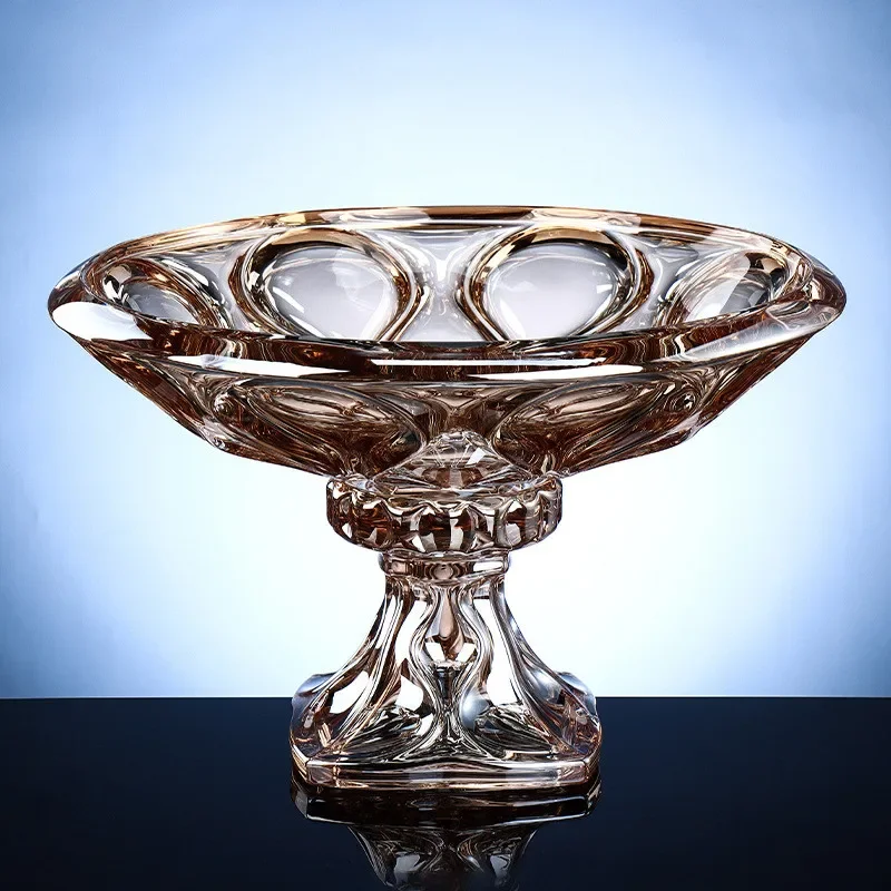 

Imported crystal fruit plate high-end colored glass fruit pot