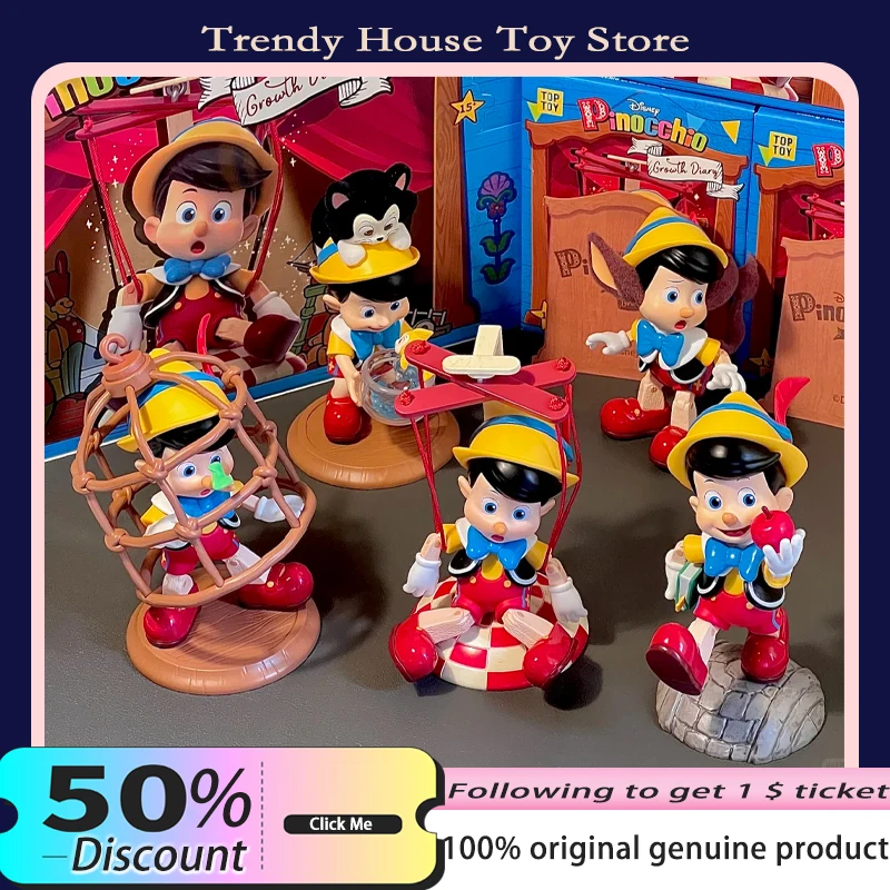 

Новый подлинный дневник роста Пиноккио Диснея, серия, слепая коробка, фигурки, куклы, настольные украшения, коллекционные модные игрушки, подарок на день рождения