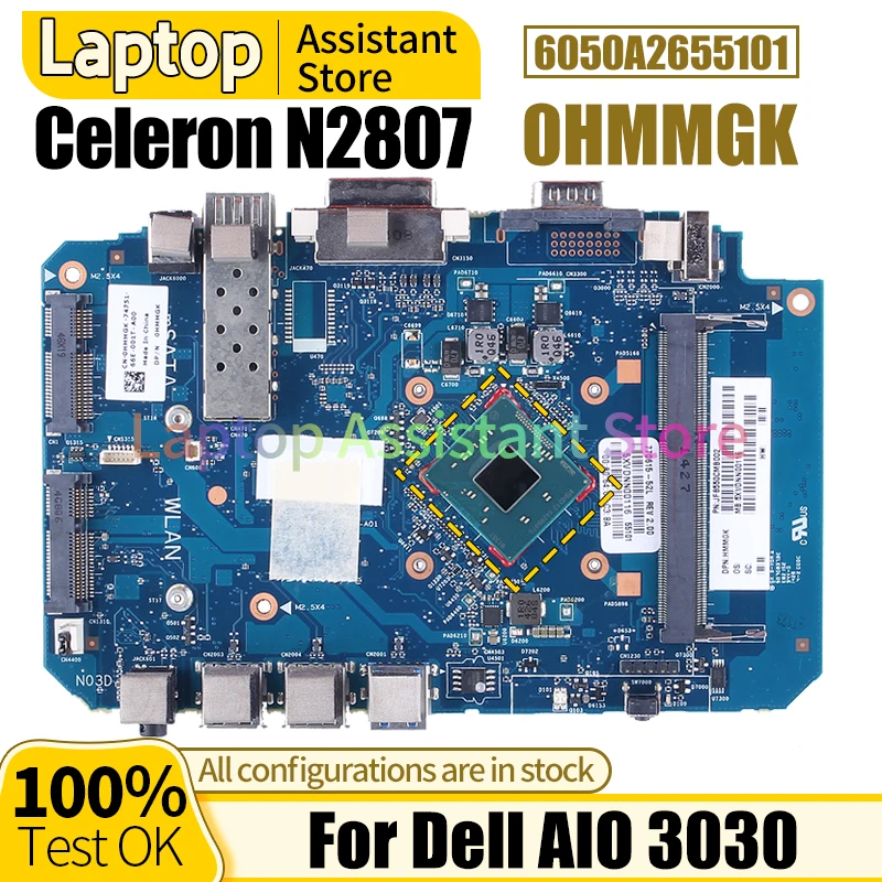 For Dell AIO 3030 Mainboard 6050A2655101 0HMMGK SR1W5 Celeron N2807 100％ test All-in-one Notebook Motherboard