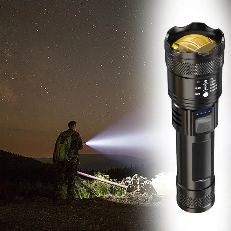 Powerful Flashlight For Hiking Rechargeable Torch Light With 2 Modes Wear-Resistant Powerful Torch Light Portable Flash Light