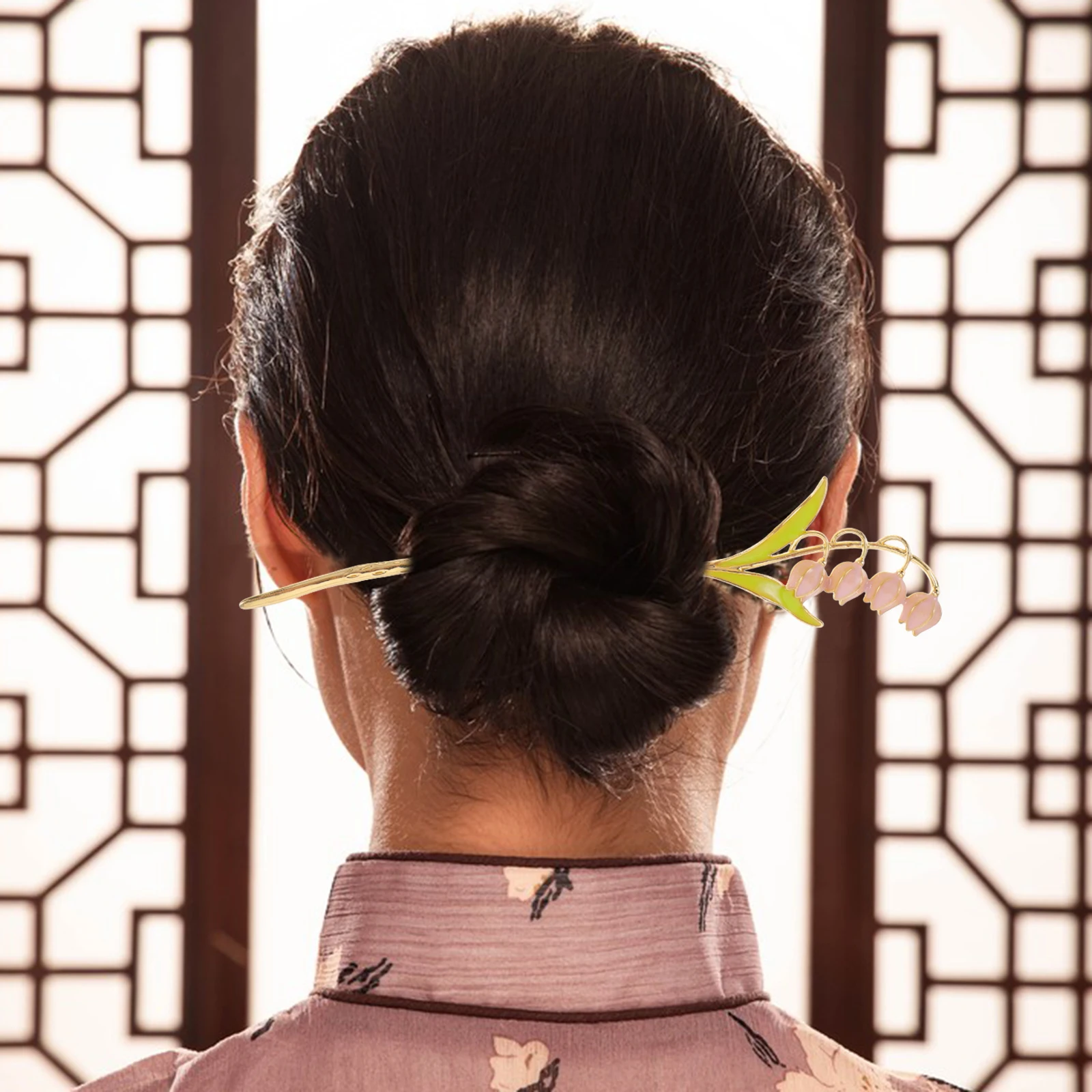 

2pcs Sticks For Women Vintage Metal Hair Chopstick With Flower Design Smooth Edges Strong Durable Hair Bun Accessories Chinese