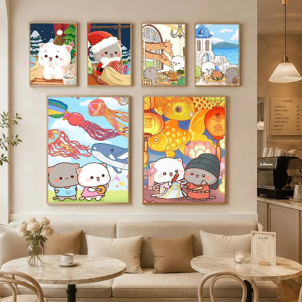Cartoon P-Peach And G-Goma Posters Wall Art Retro Painting Home Room Cafe Club Dorm Wall Decor