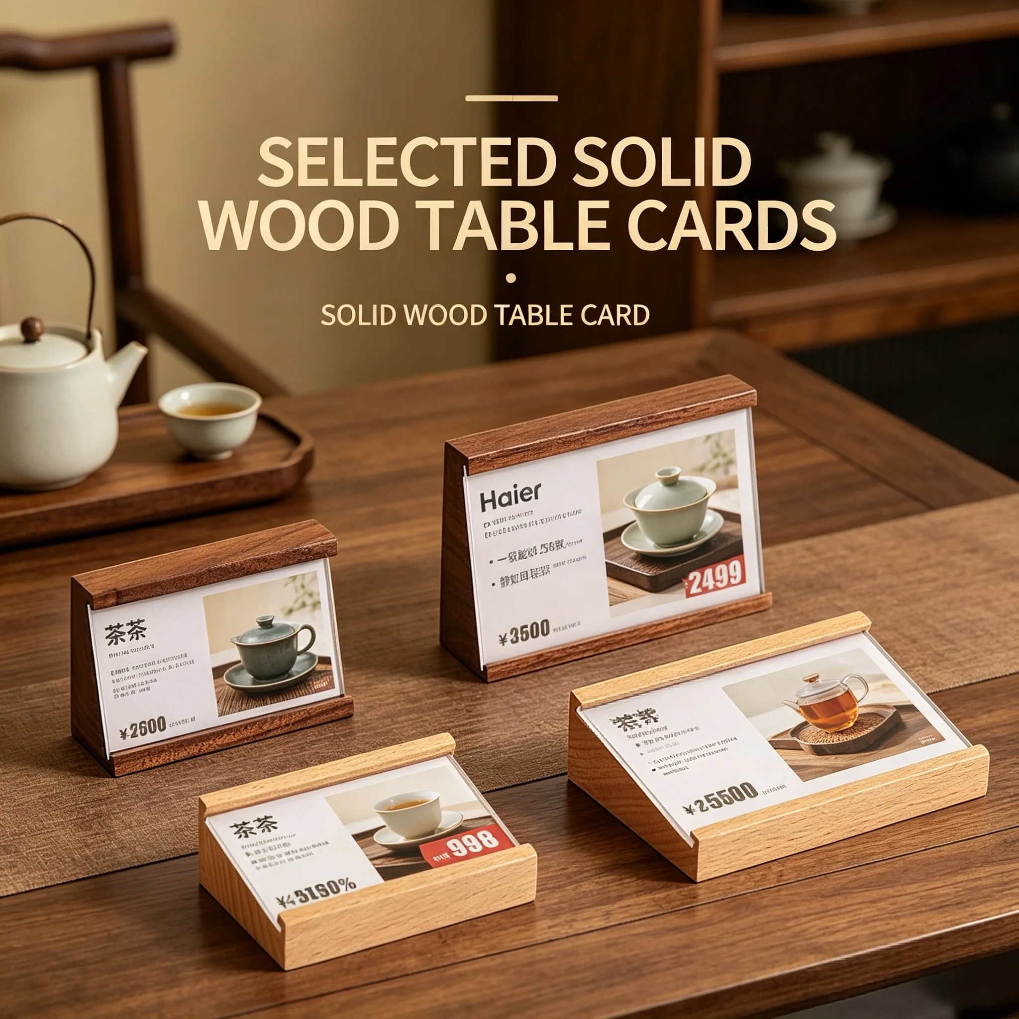 5 PCS 70x40mm Wood Base Acrylic Sign Holder Display Stand Table Number Name Card Paper Tags Slant Back Small Price Label Holder