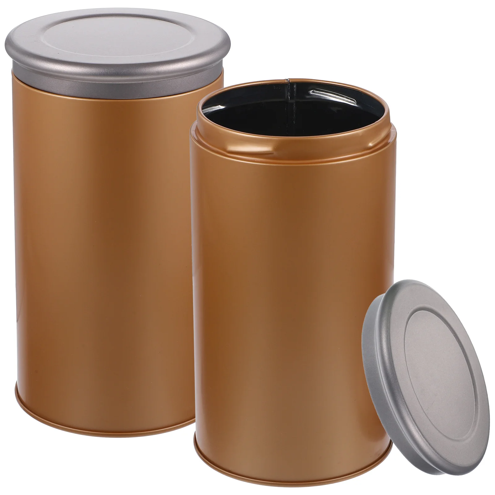 

2pcs Tea Tin Canister Airtight Storage Jars Containers Large Size Tinplate Material Sealed Lid Loose Leaf Tea Coffee Beans