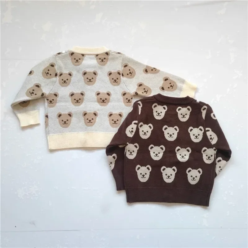 Toddler Baby Boy Knitwear Children Cardigans Girls Clothes Cartoon Bear Knit Sweater Kids Jackt Autumn Coat Outerwear For 0-4Y