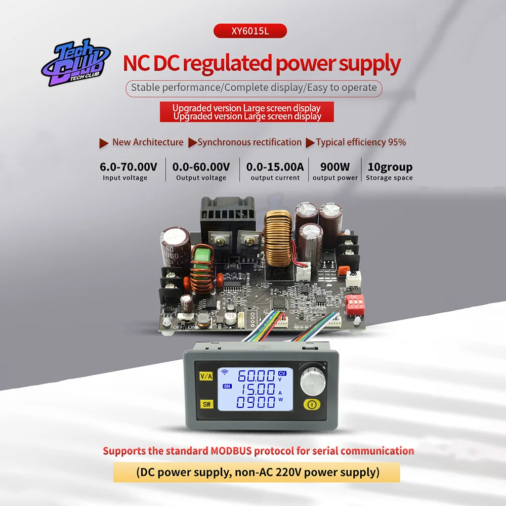 가변 DC 안정화 전압 정전압 및 정전류 15A/900W 스텝 다운 모듈 보드, XY6015l CNC