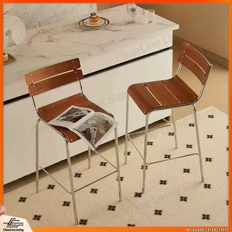 high-back-bar-stool-with-solid-wood-seat-and-stainless-steel-frame-retro-american-style-milk-tea-shop-coffee-shop-chair-for