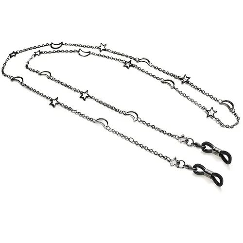 Moda hueco estrella Luna gafas de sol máscara titular cordón Rosa flor disco perla gafas cadena correa para el cuello joyería para mujeres