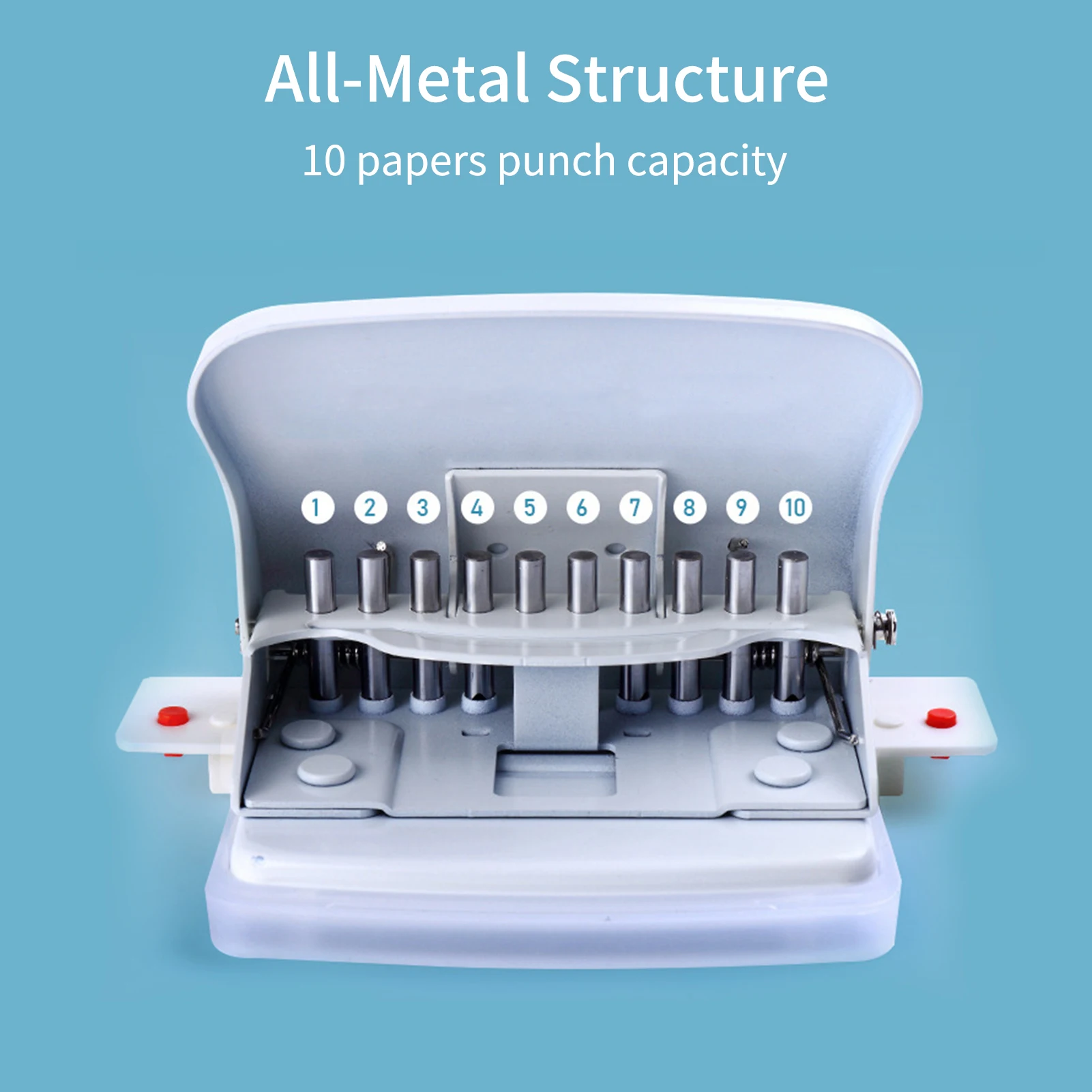 

Дырокол KW-triO на 10 отверстий, ручной, металлический, поддерживает пробивание 20/26/30 отверстий, емкость 10 листов, диаметр отверстия 5,5 мм
