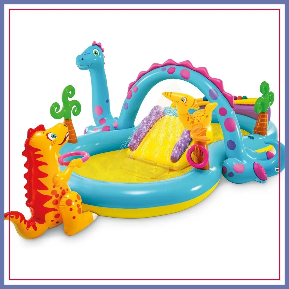 

11' x 7.5' x 44" Inflatable Outdoor Swimming Pool with Dinosaur Design