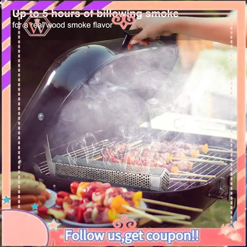 AT84-BBQ Pellets Smoking Pipe 304 Stainless Steel, 30.48 Cm BBQ Wood Pellets Pipe Smoker For Cold/Hot Smoking 2-Pack