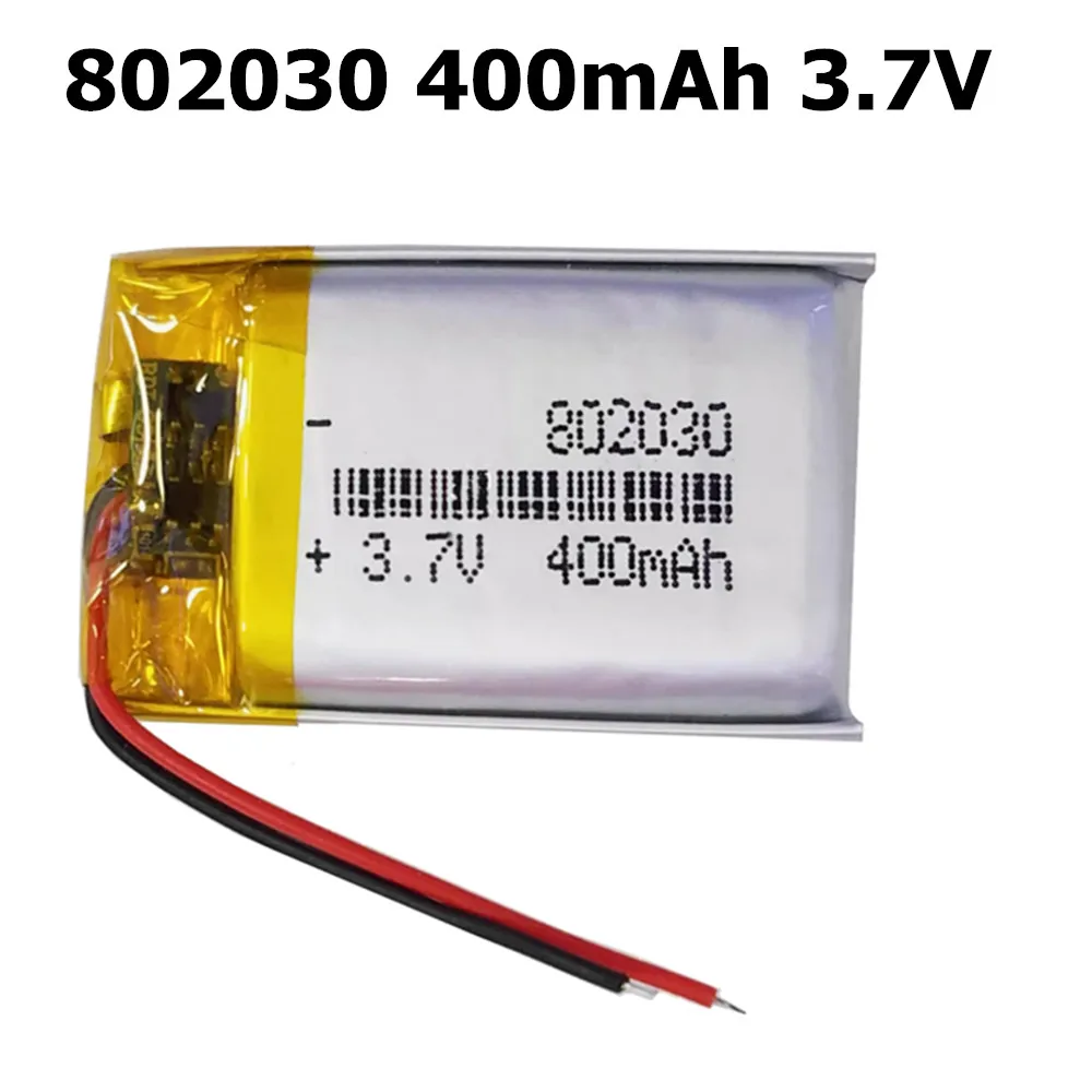 

1-5PCS 802030 3.7V 400mAh Lithium Polymer Rechargeable Battery for MP3 MP4 Toys GPS Bluetooth Speaker USB Fan Mouse Massager