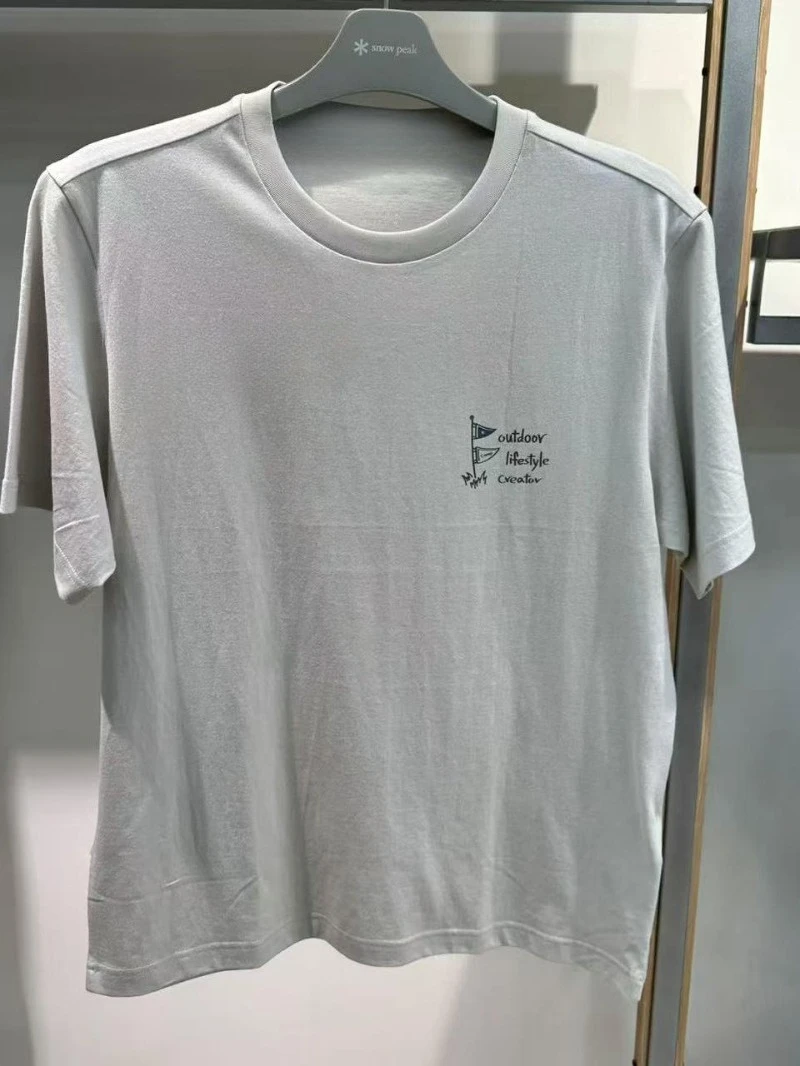 韓国のトレンディなブランド夏の新プリントアウトドアキャンプレジャー半袖 Tシャツ純粋な綿レジャー休暇ユニセックス