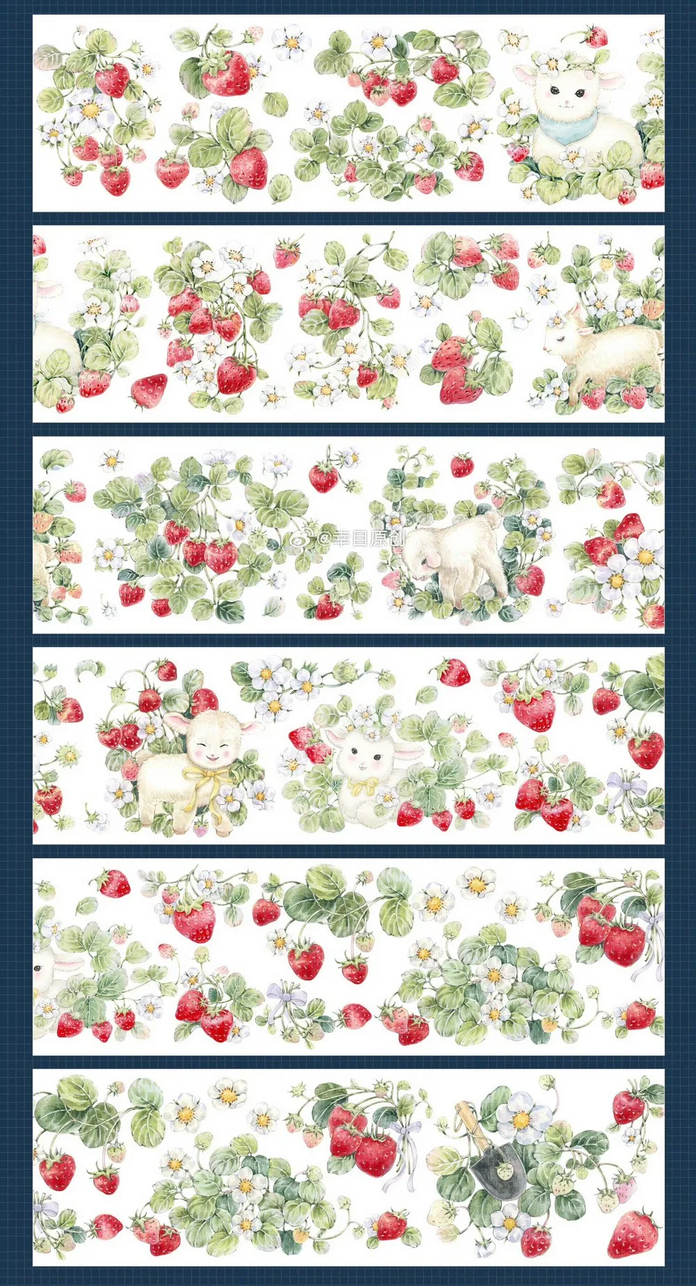 Cute Sheep Strawberry Shiny Washi PET Tape