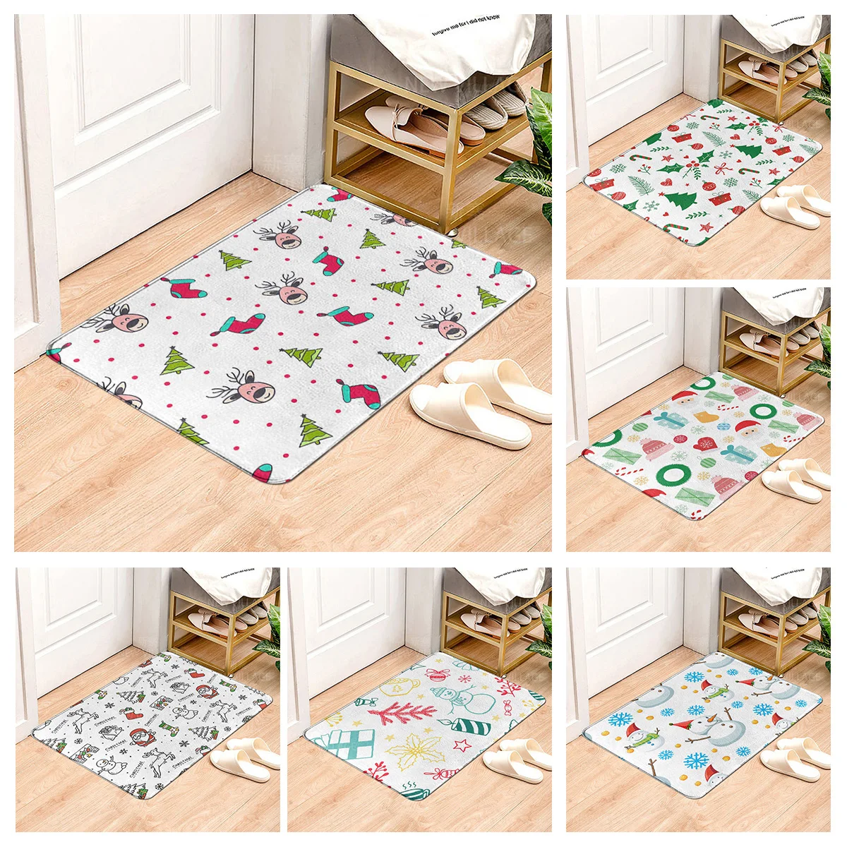 House entrance carpet Home door mat Living Room Bath Foot bathroom non-slip water absorption rugs bath Merry Christmas winter