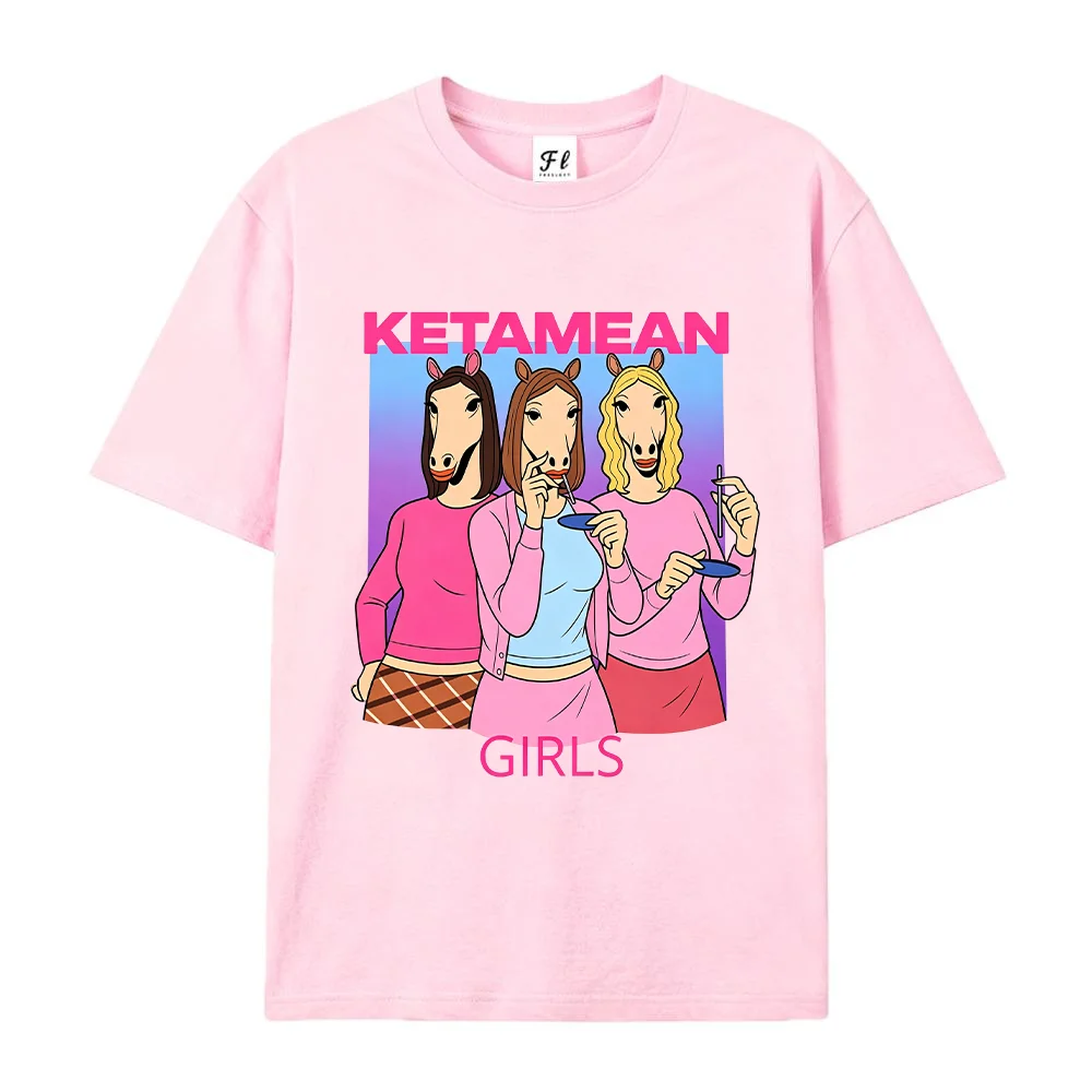 Women T Shirt Ketamean Girls Horse Graphic Print Summer Short Sleeve Casual Crewneck Harajuku Fashion Loose Top Clothes