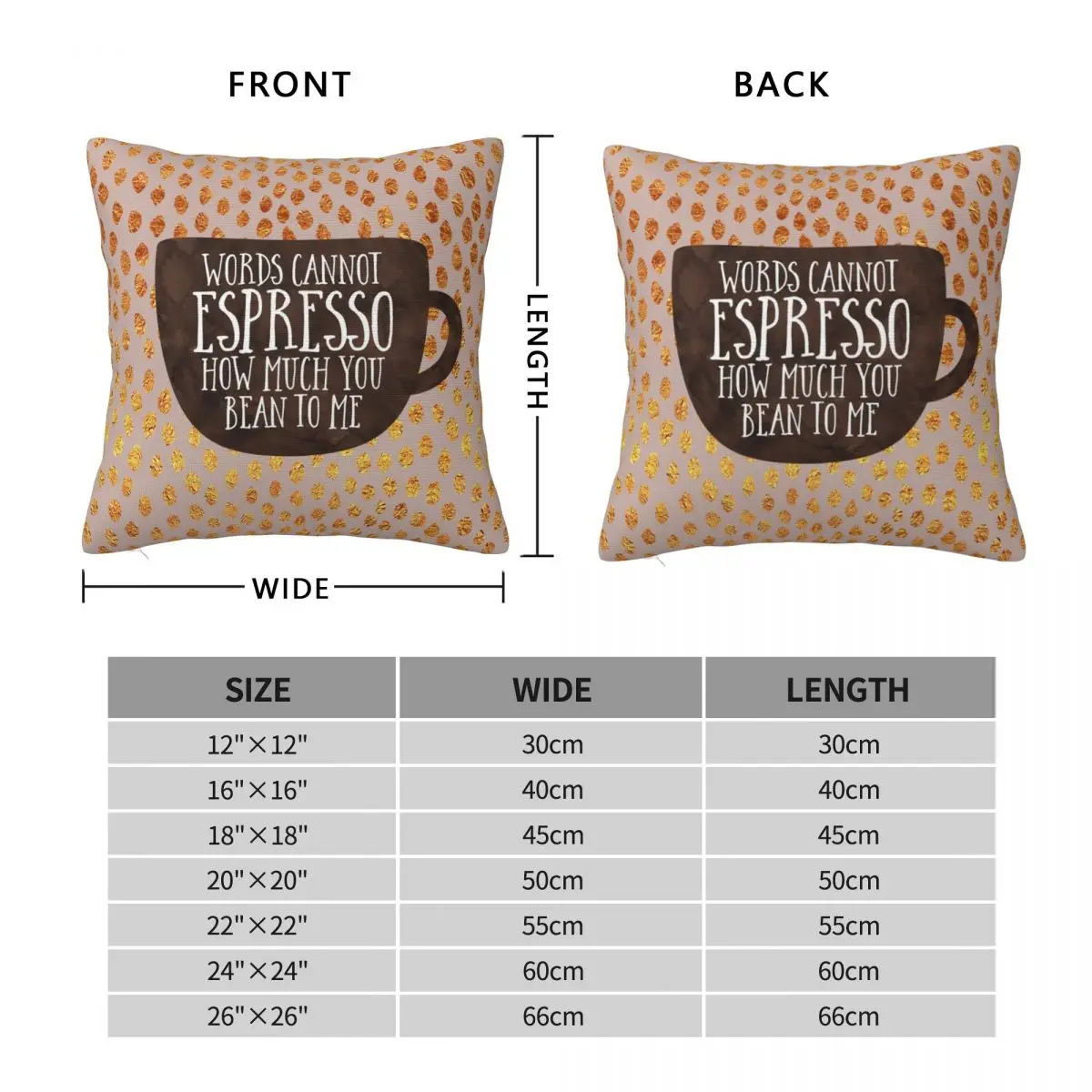 Words Cannot Espresso Ho Square Pillowcase Polyester Linen Velvet Pattern Zip Decor Pillow Case Sofa Seater Cushion Cover