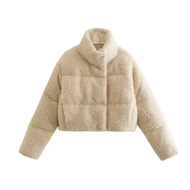 2025 Winter New Women's Lamb Wool Coat Casual Short Styles Parkas Fashion Standing Collar Zipper Warm Thickened Jacket for Woman