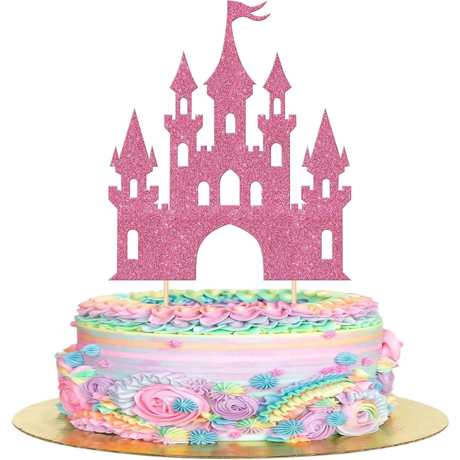 1 Stück Schloss-Kuchenaufsatz, Prinzessinnen-Kuchenaufsatz, Schloss-Thema, Geburtstagsparty, Kuchendekoration, Babyparty, Mädchen-Partyzubehör – Detail 6
