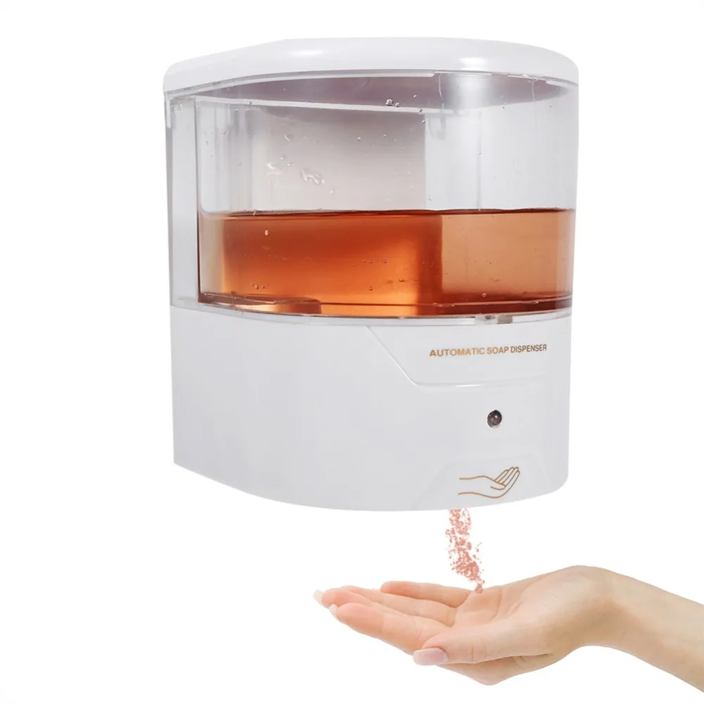 

ABS Sensor Soap Dispenser 600ml Capacity White Liquid Dispenser Wall Mounted Automatic Hand Sanitizer Dispenser