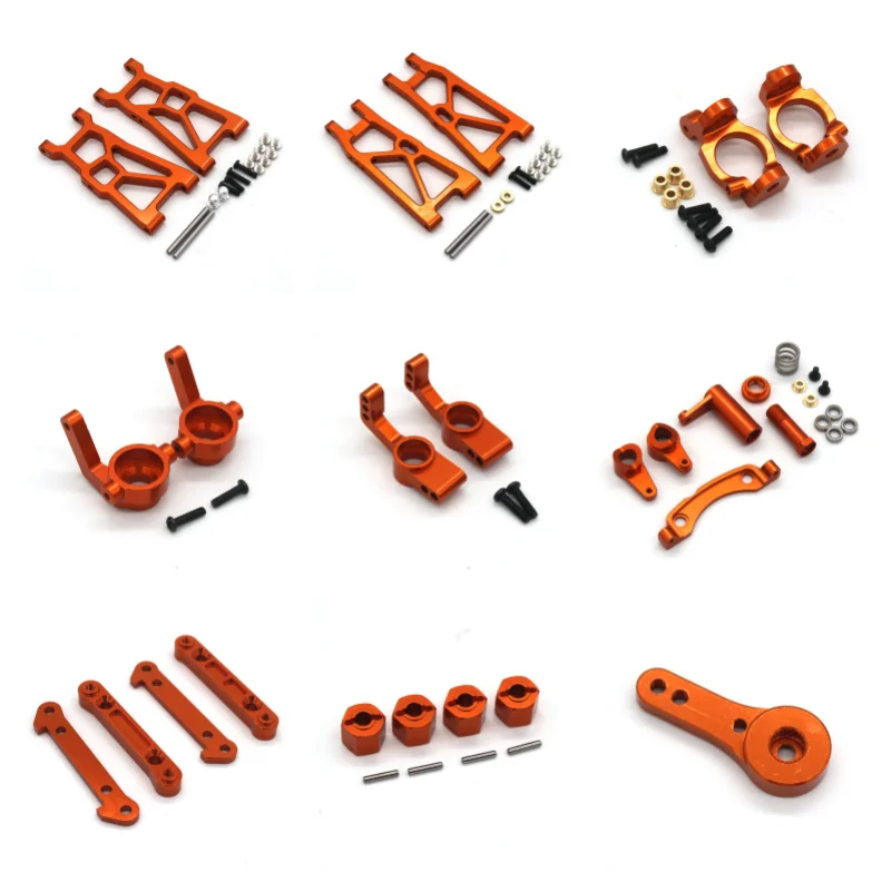 Accesorios metálicos ZD Racing DBX-10 RC 1/10, piezas de montaje naranjas para coche de control remoto: copa de dirección, rótula de dirección y soporte C.