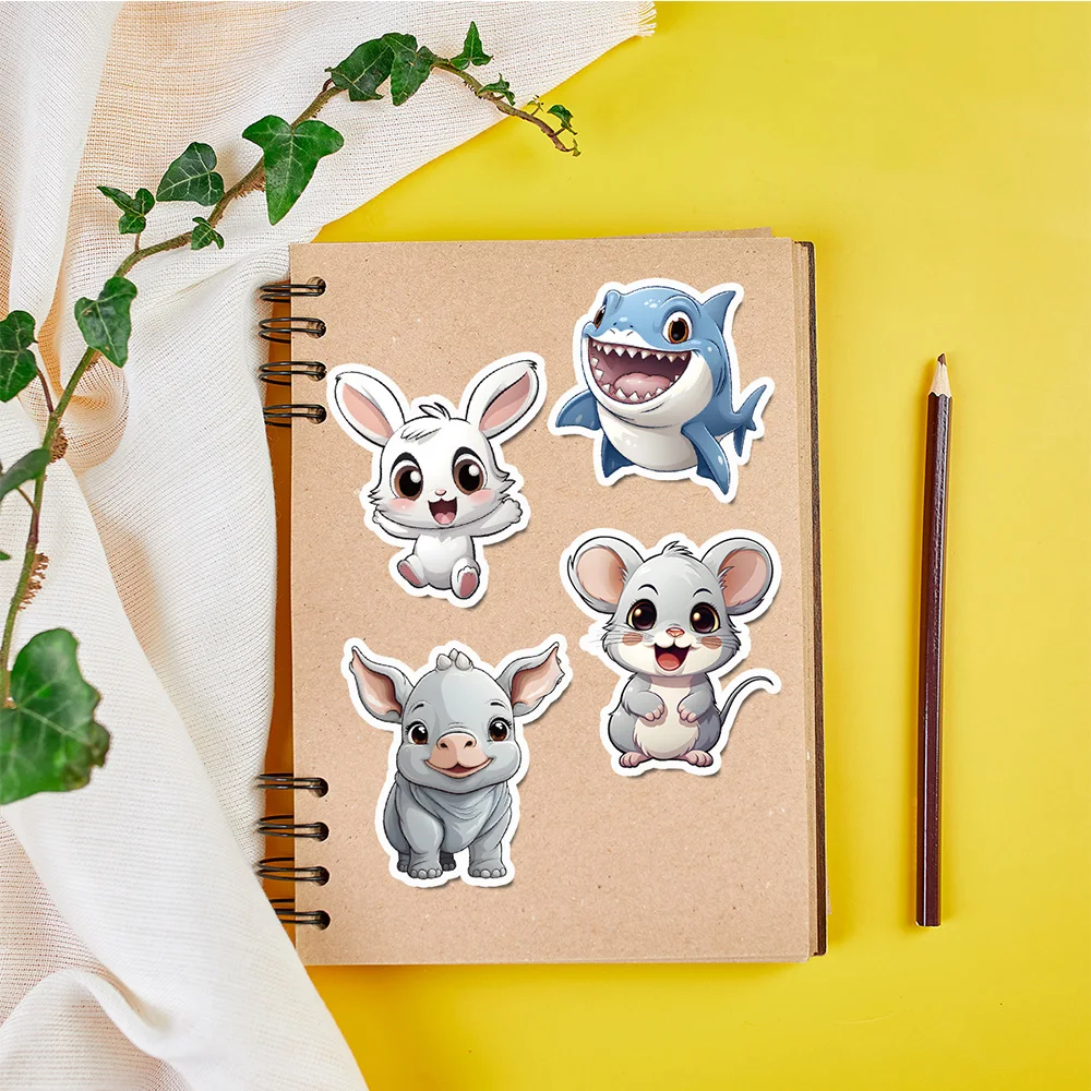 10/30/50/100pcs Cute Cartoon Animals Graffiti Stickers estetica fai da te telefono Laptop Notebook valigia adesivo impermeabile giocattolo per bambini