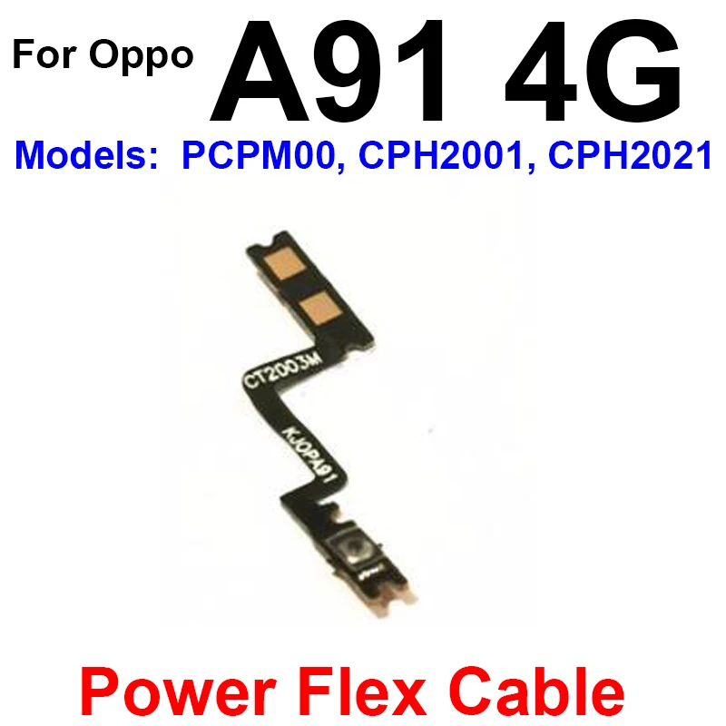 Cable flexible de potencia de volumen para OPPO A5, A9, A31, A33, A91, A92, A93, 2020, 4G, botones de encendido y apagado, Botón lateral Voulme