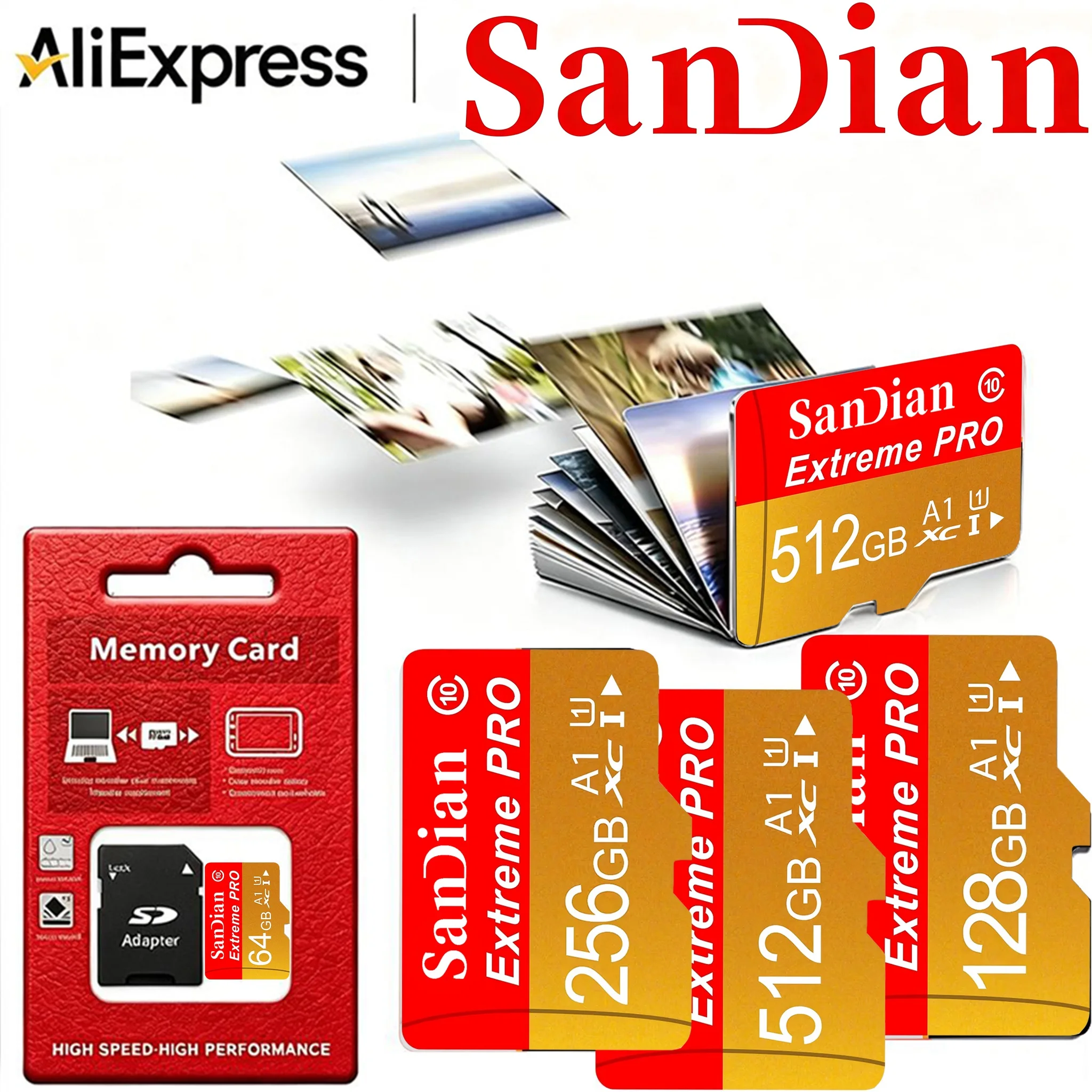 Wide Compatibility Micro TF SD Card 32GB 256GB 128GB TF Cards SD Cards Memory Card A2 Class 10 U3 for Drone/Smart TV/Dashcam