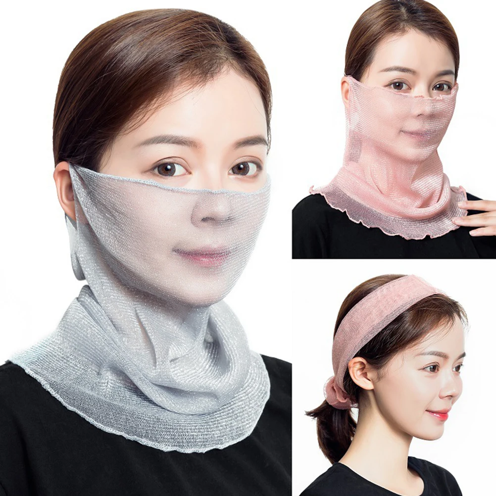 

2pcs Sun Protection Face Veil Scarf Neck Gaiter Thin Lightweight Summer Mask For Women Cycling Running Hiking Dust Wind Guard