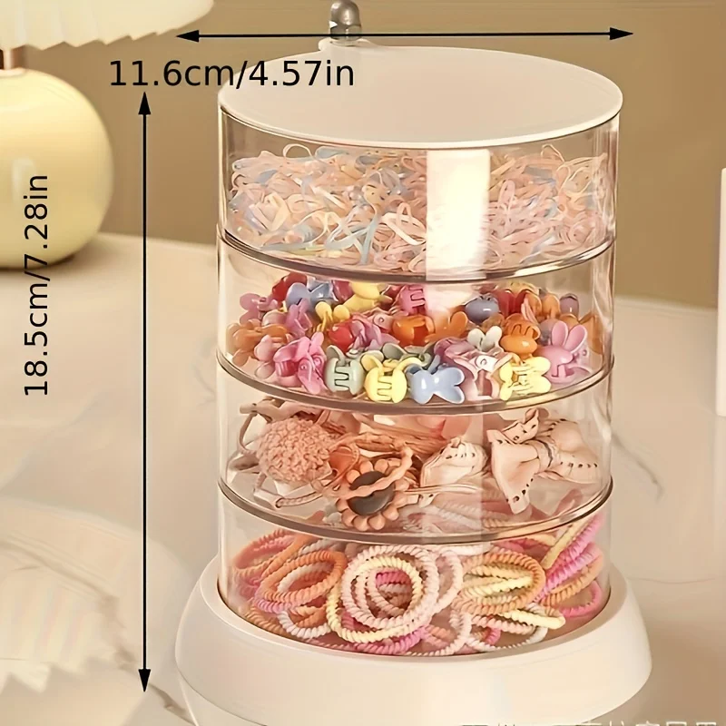 Princess-Themed Multi-Layer Rotating Jewelry Organizer - Transparent, Anti-Oxidation Storage for Hair Accessories & More