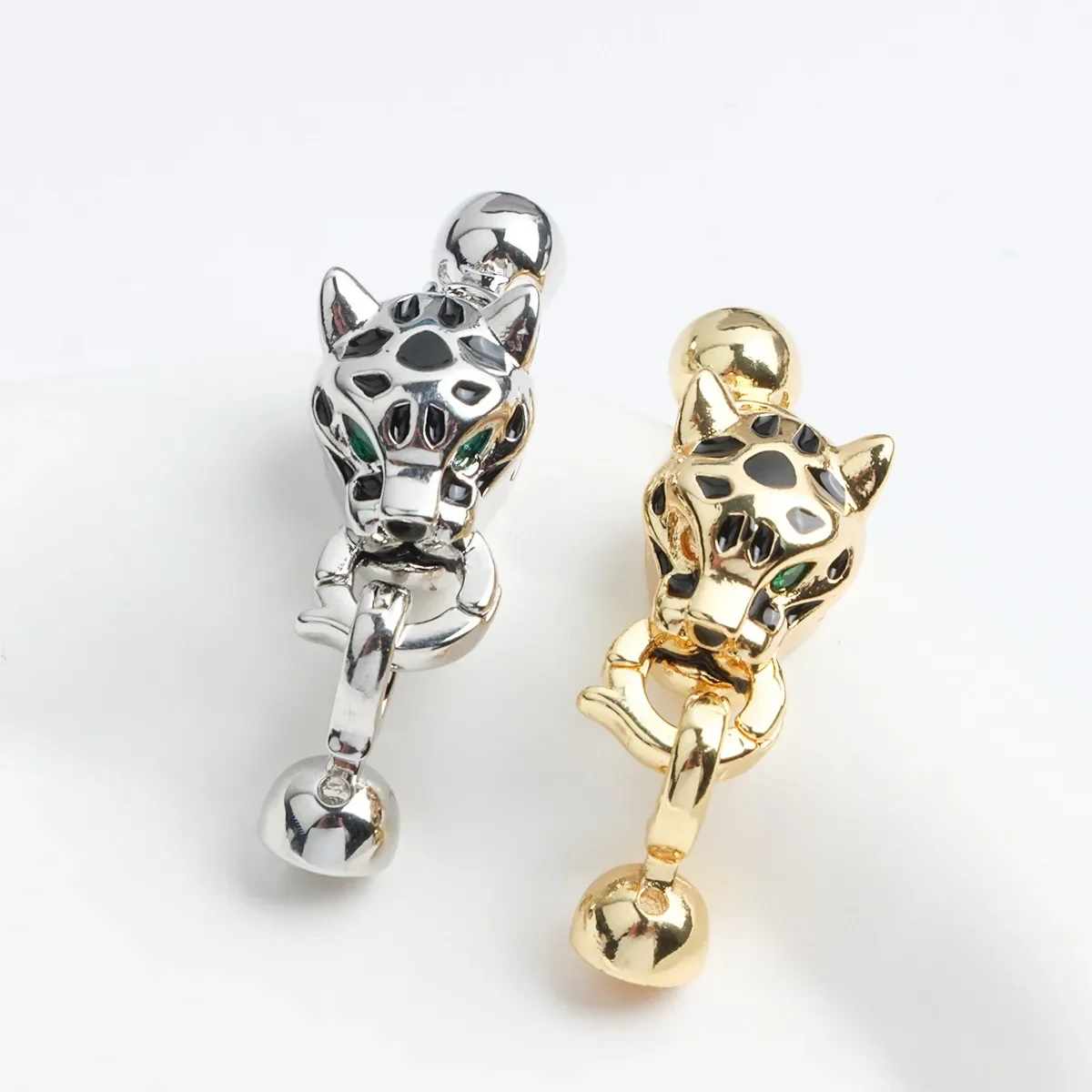 

18K Real Gold-plated Leopard Head Double-ended Connection Button Head, Universal Buckle Tail Buckle DIY Jewelry Accessories