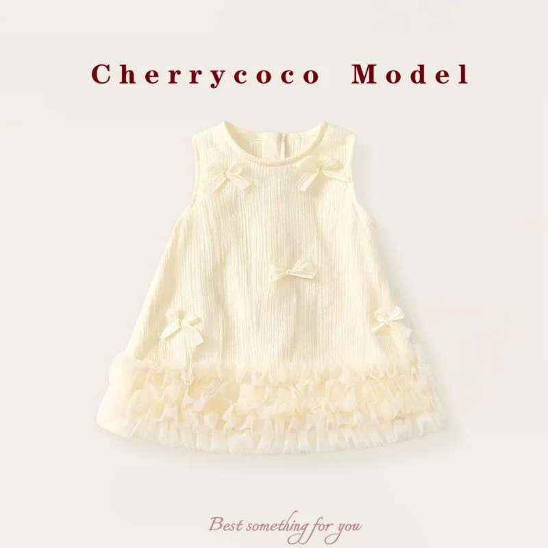 

CHERRYCOCOGirls' summer dress new style stylish princess dress for baby girls children's mesh tank dress
