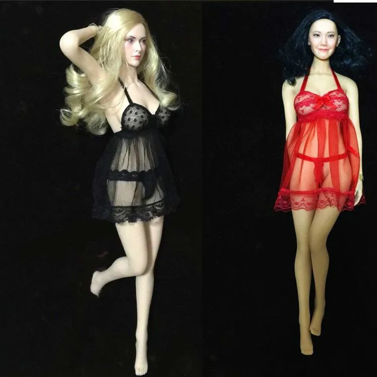 

1/6 Scale Sexy Lace Pajamas Suit With Underwear T-back Cloth for 12in Phicen Tbleague Hottoy action figure collection toy