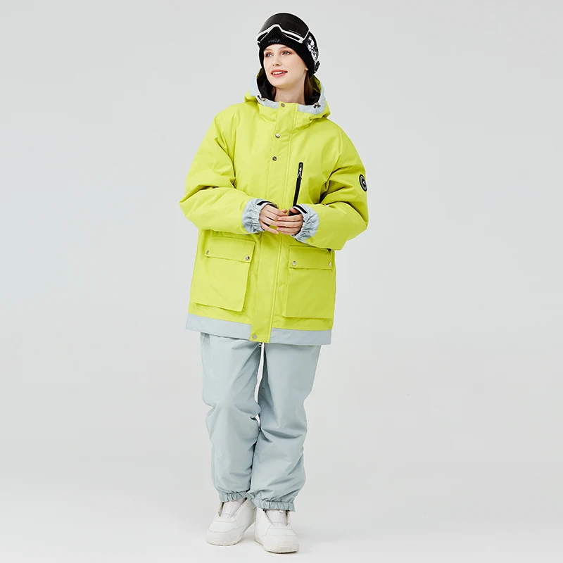 ملابس بدلة ثلج للرجال والنساء، ملابس شتوية مقاومة للماء، وزرة التزلج والتزلج على الجليد، أطقم سترة وبنطلون على الجليد #4