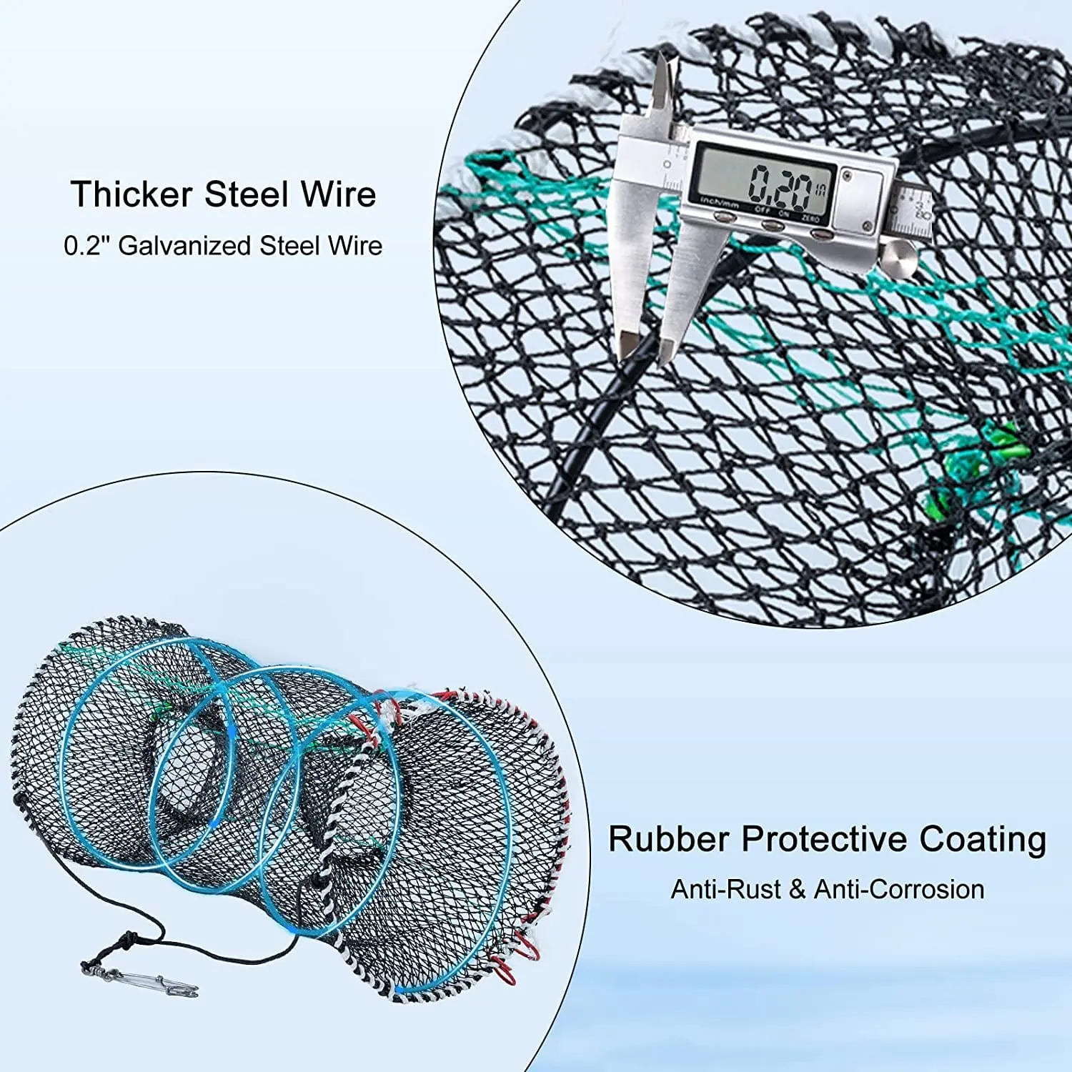 Goture Portable Pop-up Crab Trap Folded Fishing Trap Minnow Crawfish Shrimp Lobster Bait Snare Fish Trap Net with 32ft Hand Rope