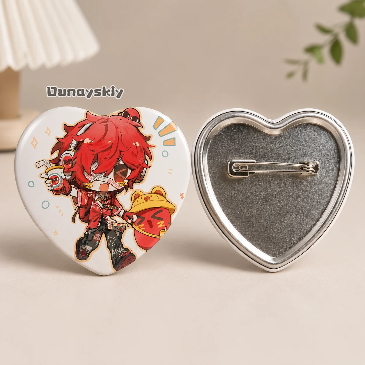Fire Investigator​ Red Adzuki Bean Game Identity V Cartoon Style Badge Brooches On Backpack Round For Accessorys Cosplay Badge