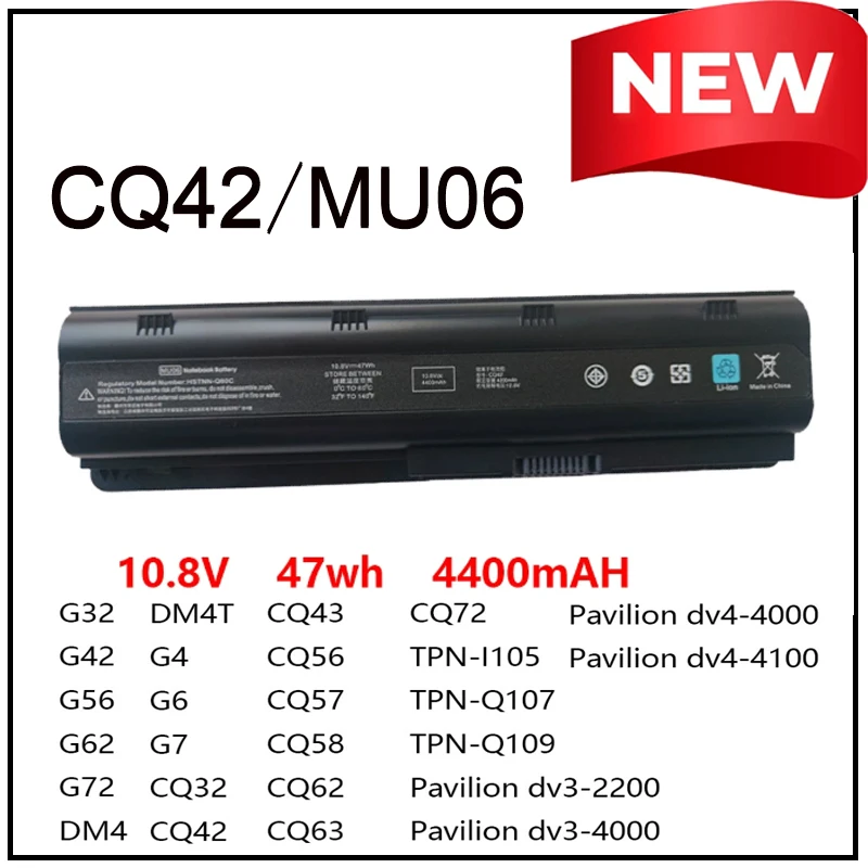 

CQ42/MU06 Lptop Battery for Pavilio G4 G6 G7 G42 CQ32 CQ42 CQ62 CQ72 DM4 HSTNN-CBOX HSTNN-Q60C HSTNN-CBAW MU06 MU09 TPN Q107 New