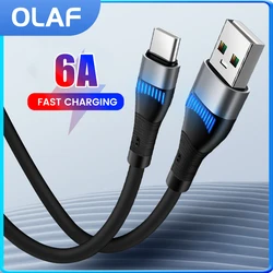 6A Cable USB to Type C/Micro Fast Charging Data Transfer Cable With Light For iPhone 15 Xiaomi Oneplus Samsung Huawei Cellphones