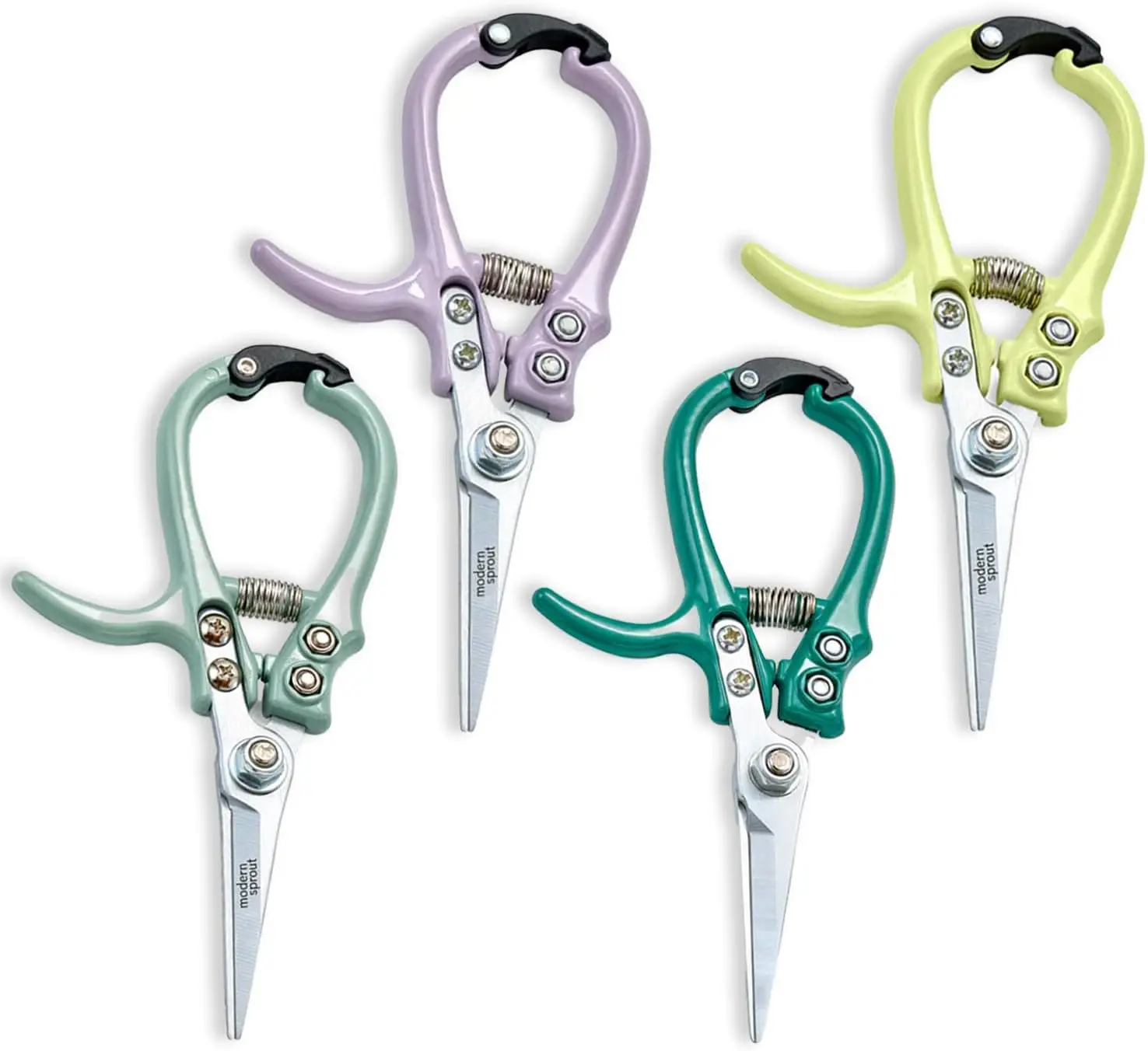 

Lightweight Pruning Shears - Carbon Steel Blade, Easy Lock, Reusable Holster - 4 Pcs Multicolor Garden Tools