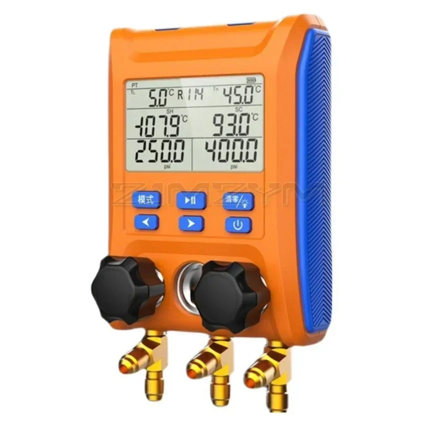 10 Digital Manifold Gauge HVAC Pressure Gauge AC Tools 2-Way Valve Air Conditioning Refrigeration System Leak Tester