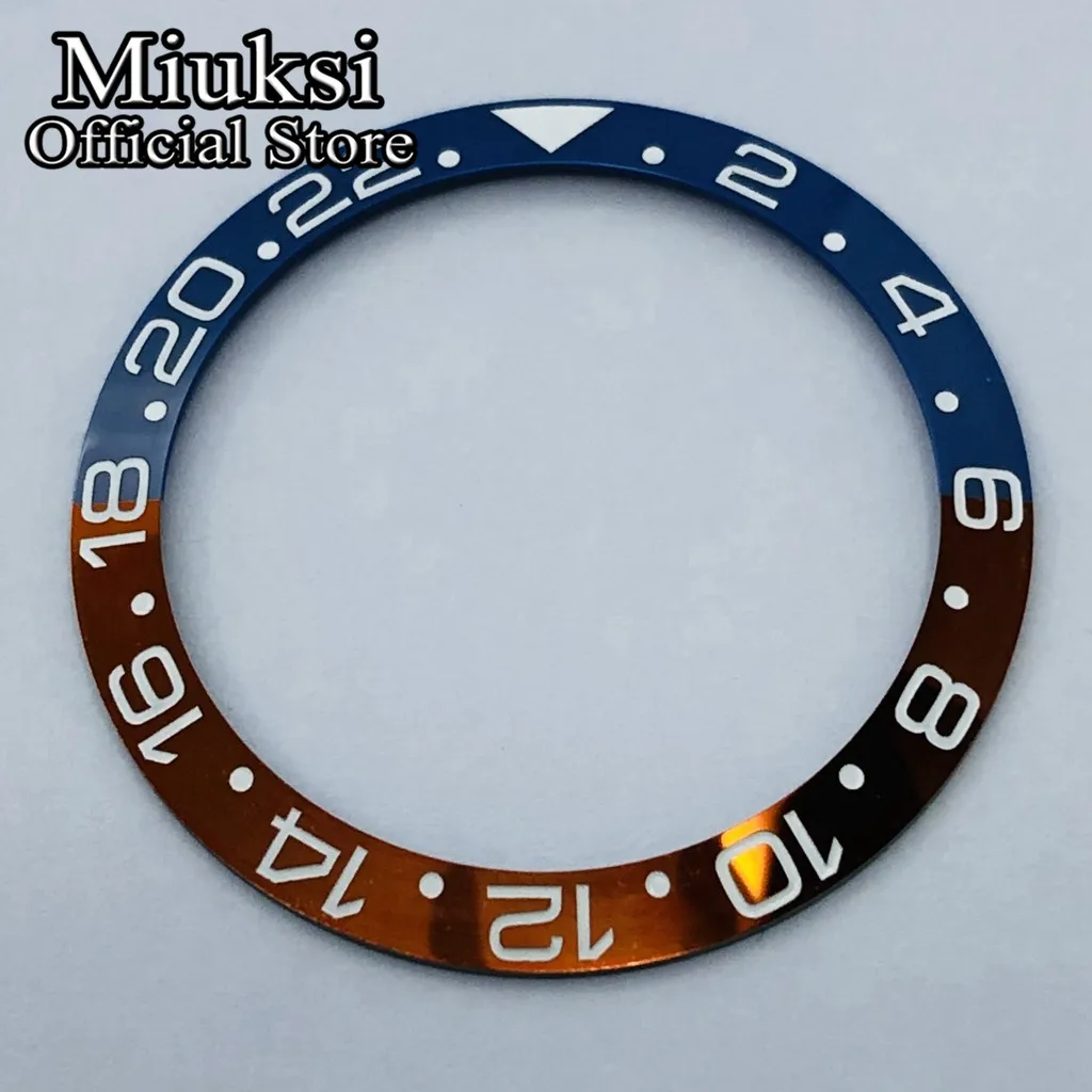 Miuksi high quality 38mm black blue red ceramic titanium bezel insert fit 40mm watch case