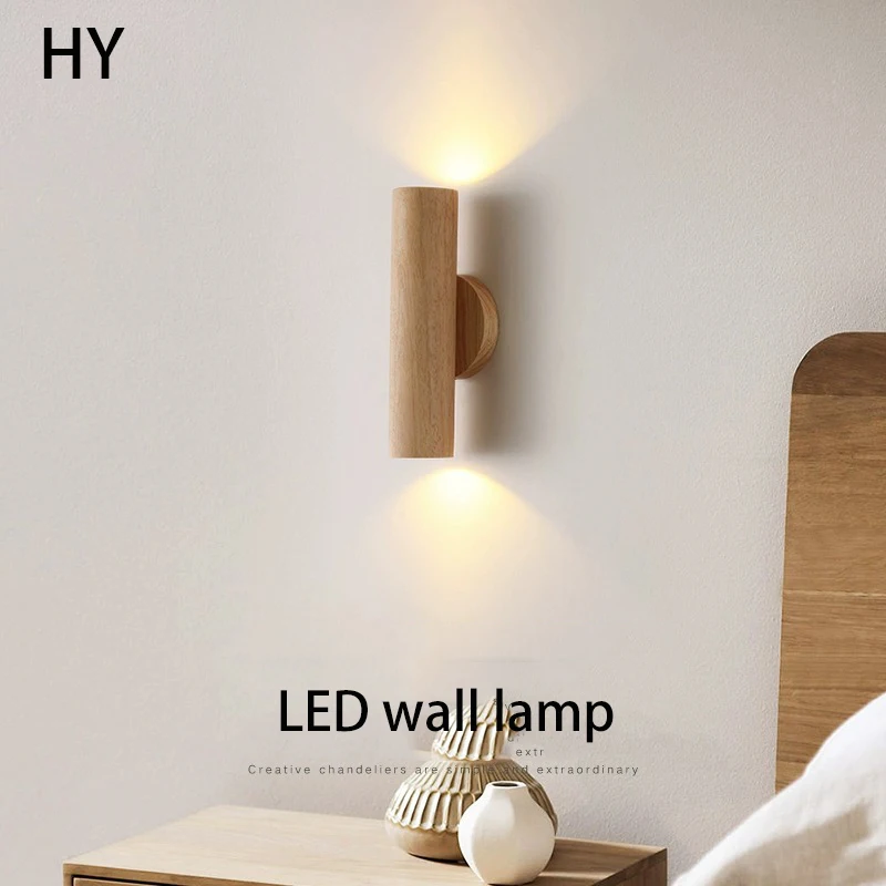 Led Wandlamp Massief Log Hout Slaapkamer Beddengoed Licht Huis Decoraties Nordic Woonkamer Verlichtingsarmaturen Gu10 Lamp 110V 220V