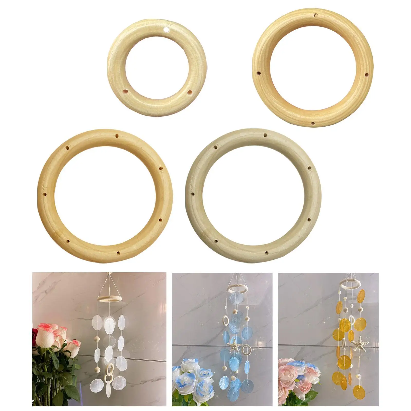 20 Pieces Wind Chime Circles Top Circles Wind Chime Frame Wood Rings for Macrame