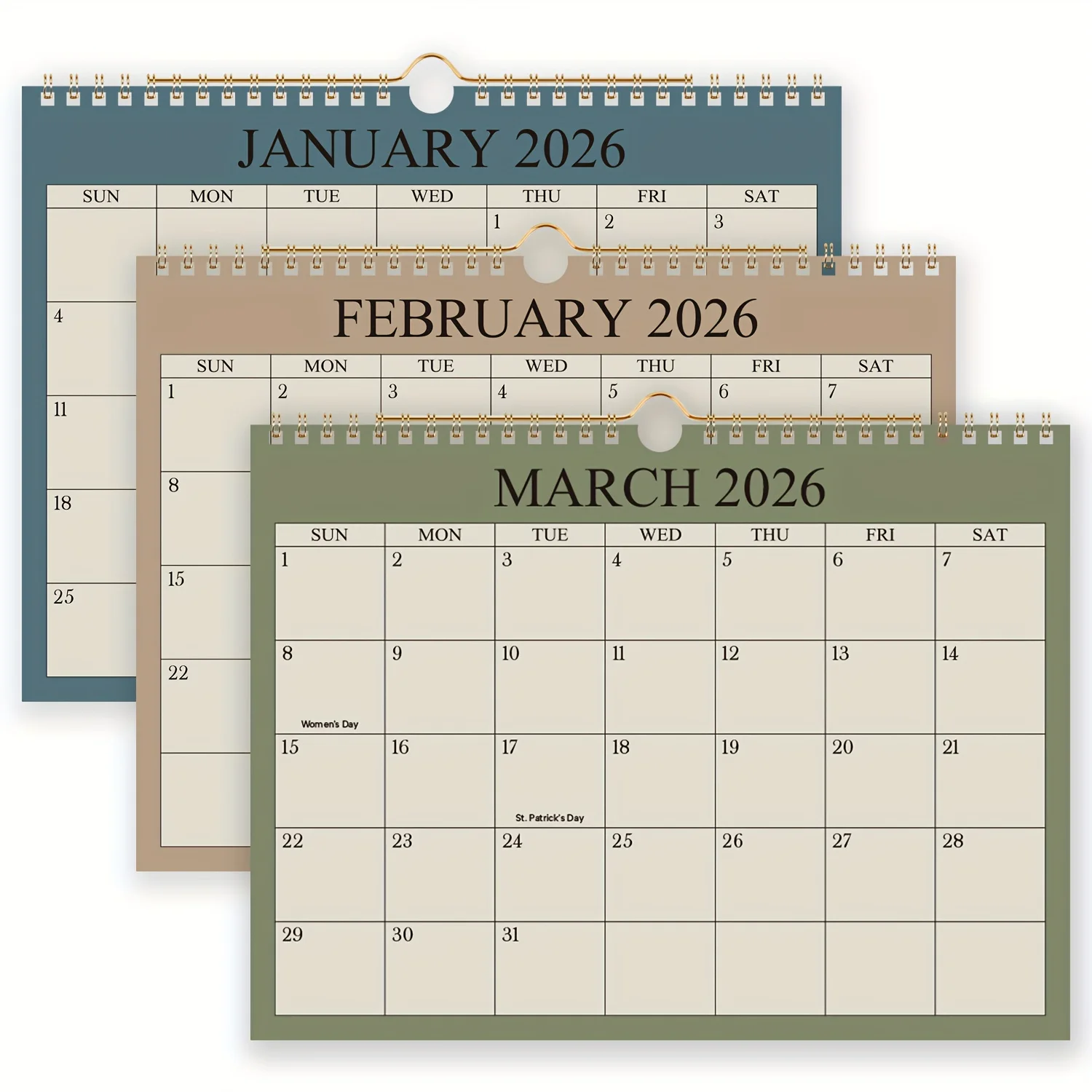 

1pc Large 2026 Wall Calendar with Hanging Hook, Jumbo Monthly Views & Holiday Marks, Perfect Christmas New Year Gift