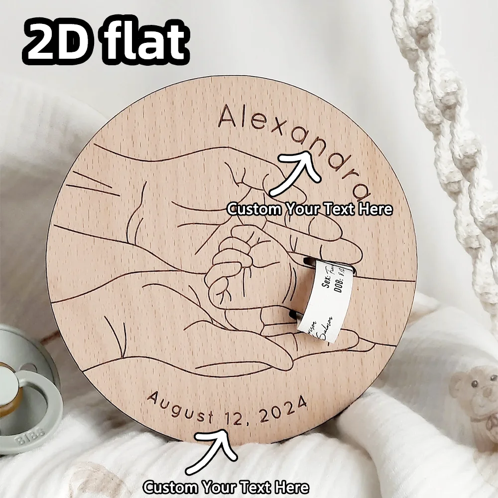 Custom Engraved Wooden Baby Bracelet Display Single Item, Newborn Memory Gift for Mom, Hospital Keepsake