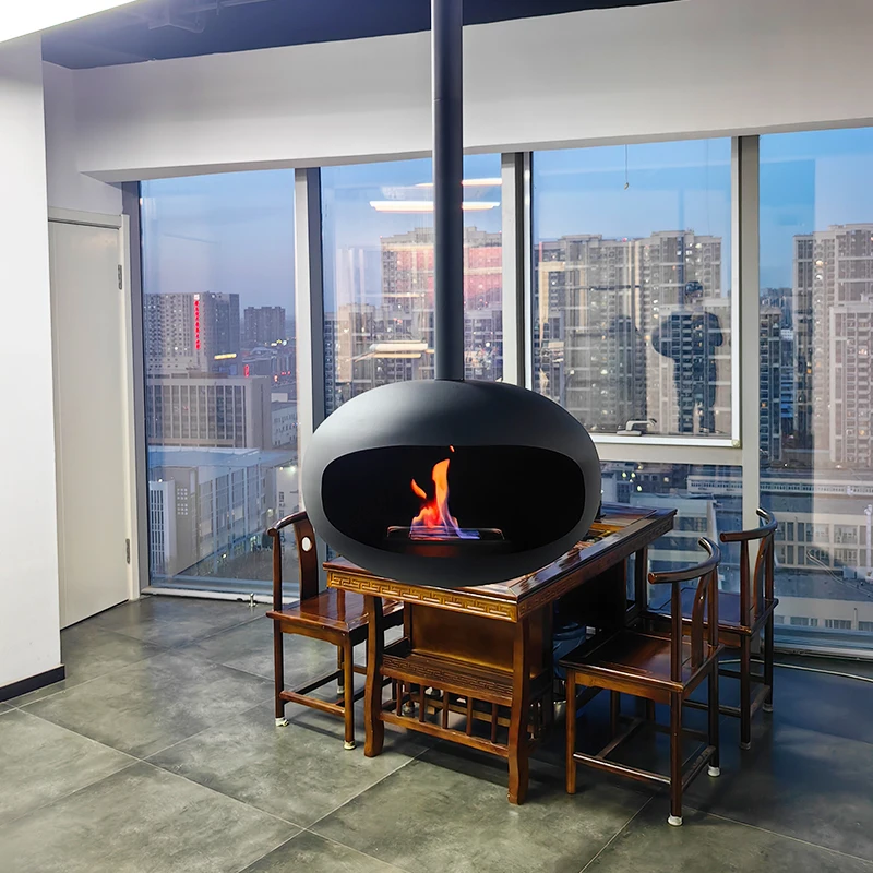 Suspended Heating Decoration Real Fire Fireplace Hanging Indoor Heaters Ceiling Mounted Suspended Bio Alcohol Fireplace view 3