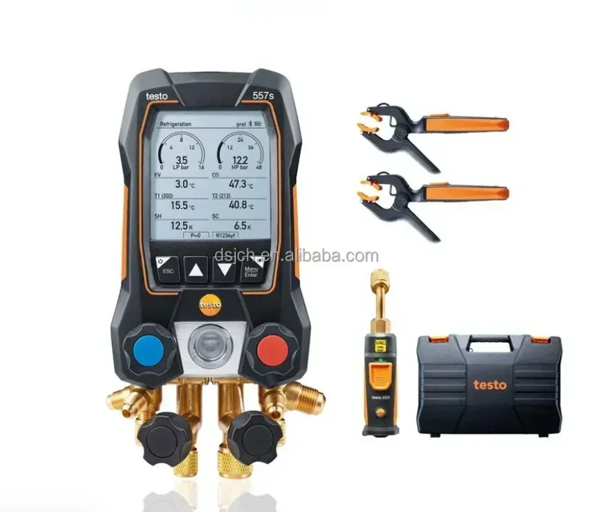 0563 1557 Testo 557 4-Way Digital Manifold Kit, Bluetooth & External Vacuum Gauge for HVAC