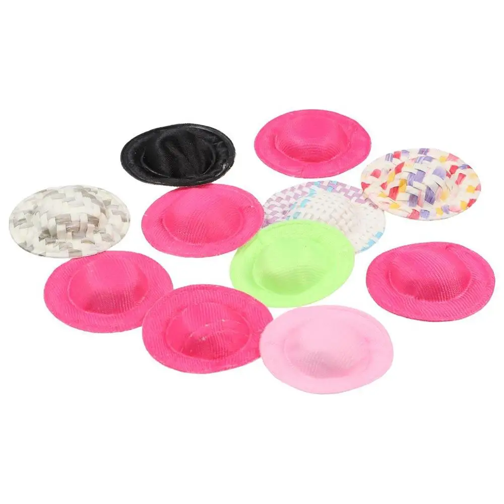 Petite casquette en coton de Styles mixtes, 10 pièces, Mini chapeau en coton de couleurs mélangées, artisanat de bricolage, ornement de maison tissé à la main, cadeau pour filles