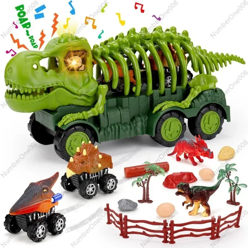 Lighting and Music Skeleton Construction Vehicle, Sound and Light Transportation, Tyrannosaurus Rex Sliding Truck